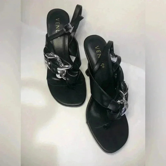 Black and silver heels size 7.5 - Picture 6 of 16